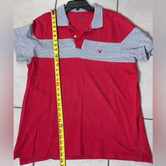American Eagle Men Red/Gray Polo‎ Shirt Size Large Core Flex - Picture 8 of 9